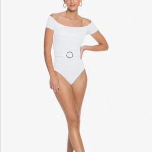 Roxy Mind of Freedom Off Shoulder One Piece Ribbed Belted Swim suit women’s XS